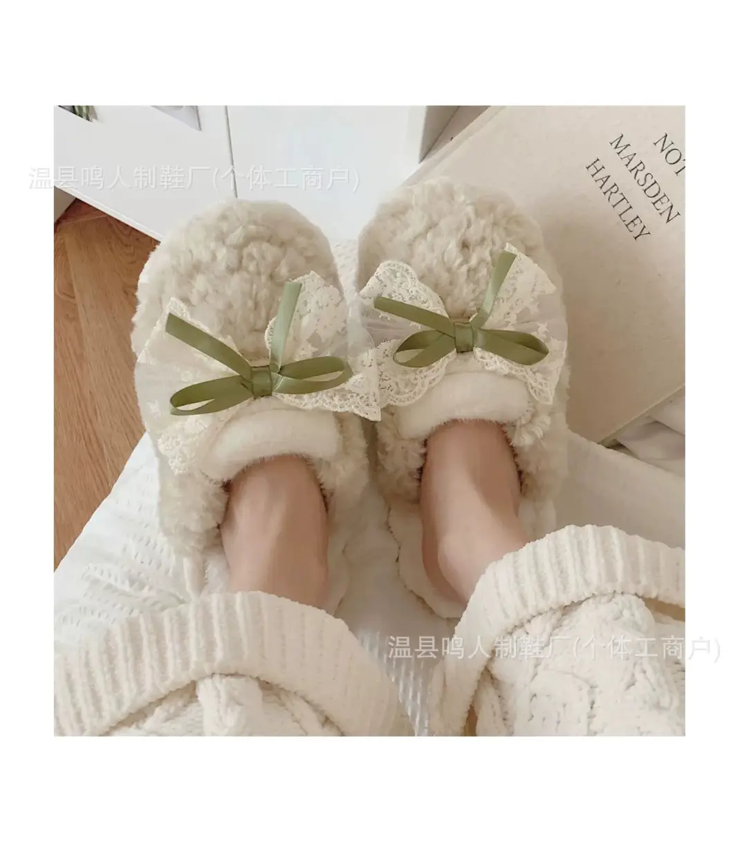Women's Winter Cotton Slippers Women's Student Version Bow Comfortable Non-Slip Warm Home Casual Family Slippers Women — feature 16