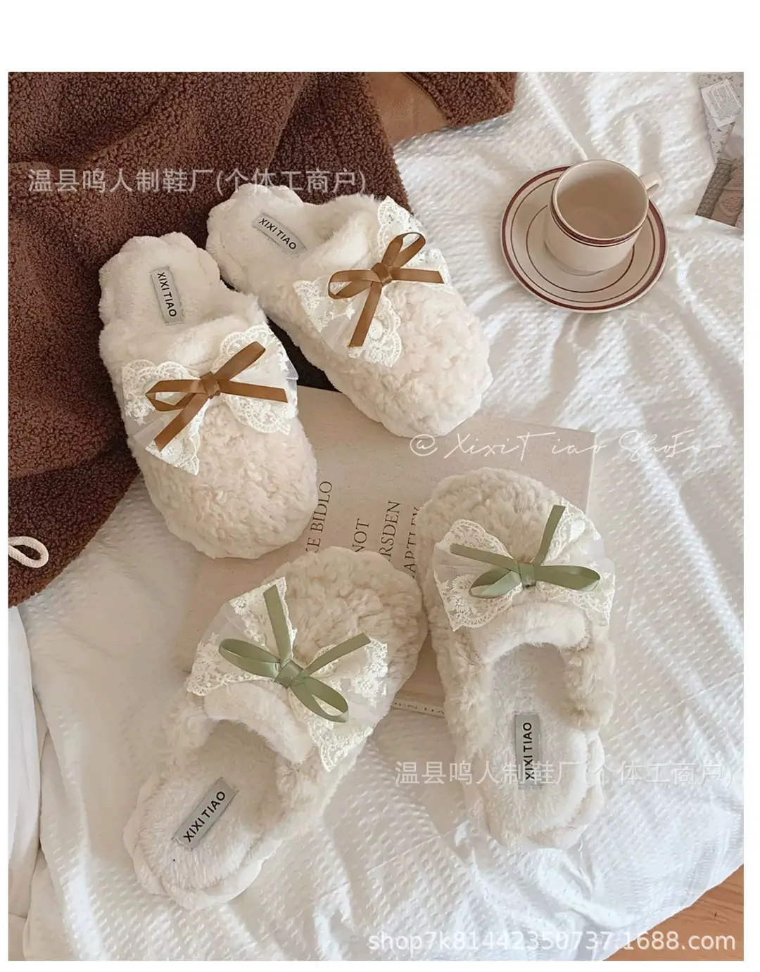 Women's Winter Cotton Slippers Women's Student Version Bow Comfortable Non-Slip Warm Home Casual Family Slippers Women — feature 9
