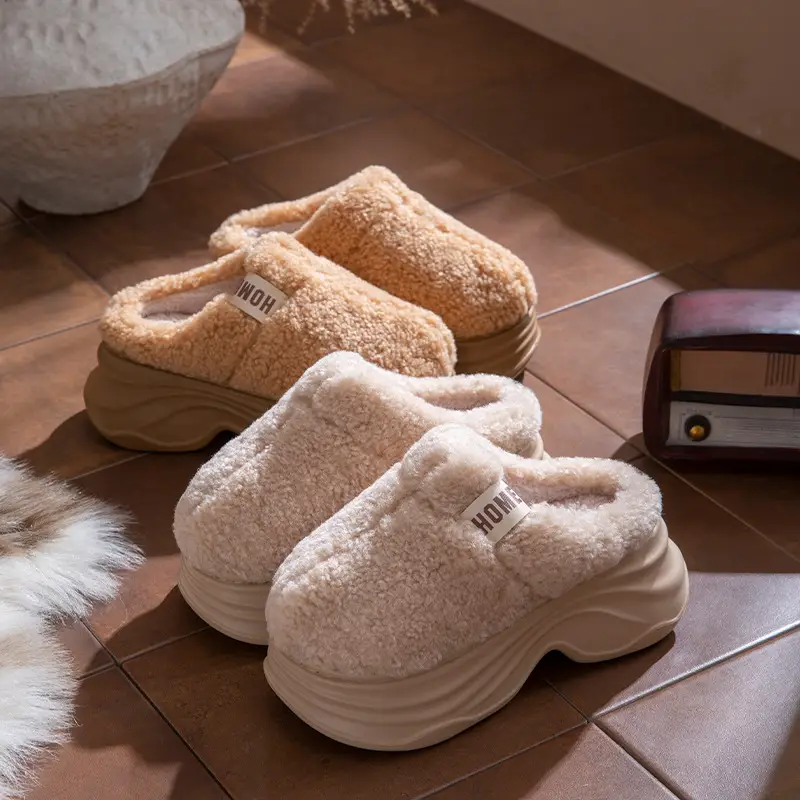 2025 New Solid Color Simple Cotton Slippers for Women, Autumn and Winter Warm and Comfortable Half Slippers, Non-Slip Thick-Soled Furry Slippers, Maternity Shoes - Image 7