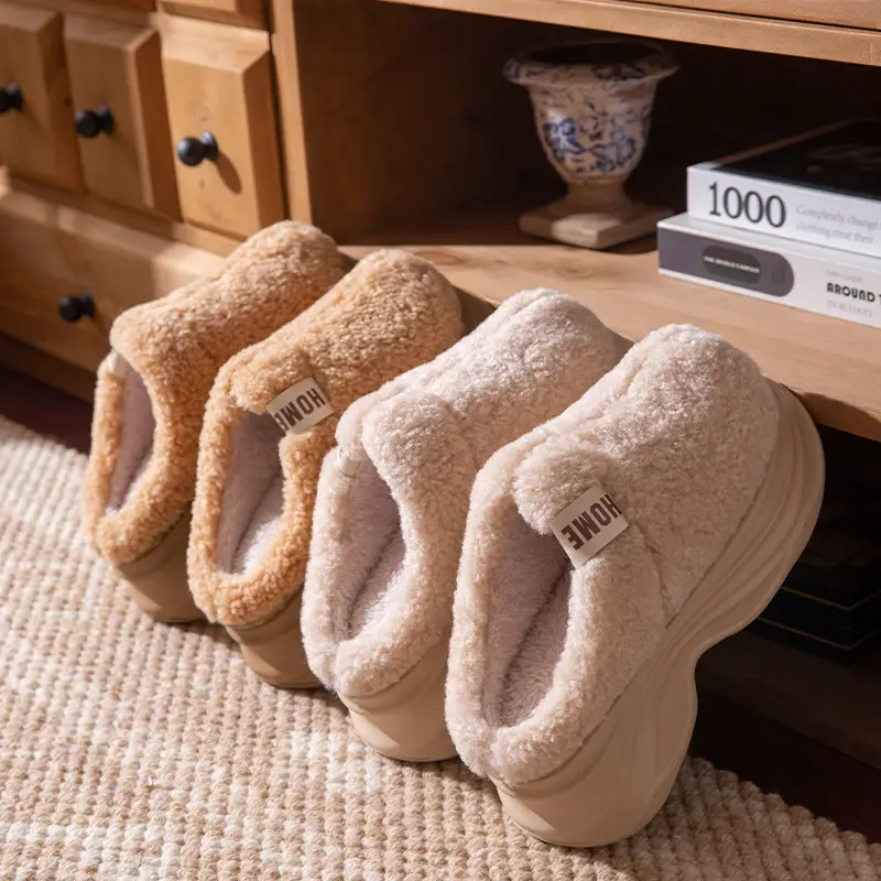 2025 New Solid Color Simple Cotton Slippers for Women, Autumn and Winter Warm and Comfortable Half Slippers, Non-Slip Thick-Soled Furry Slippers, Maternity Shoes - Image 8