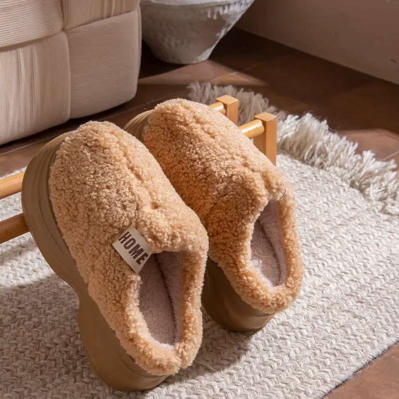 2025 New Solid Color Simple Cotton Slippers for Women, Autumn and Winter Warm and Comfortable Half Slippers, Non-Slip Thick-Soled Furry Slippers, Maternity Shoes - Image 9