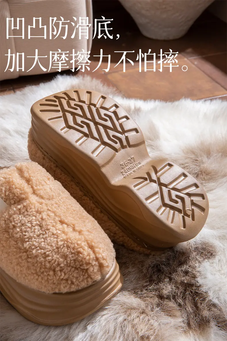 2025 New Solid Color Simple Cotton Slippers for Women, Autumn and Winter Warm and Comfortable Half Slippers, Non-Slip Thick-Soled Furry Slippers, Maternity Shoes — feature 4