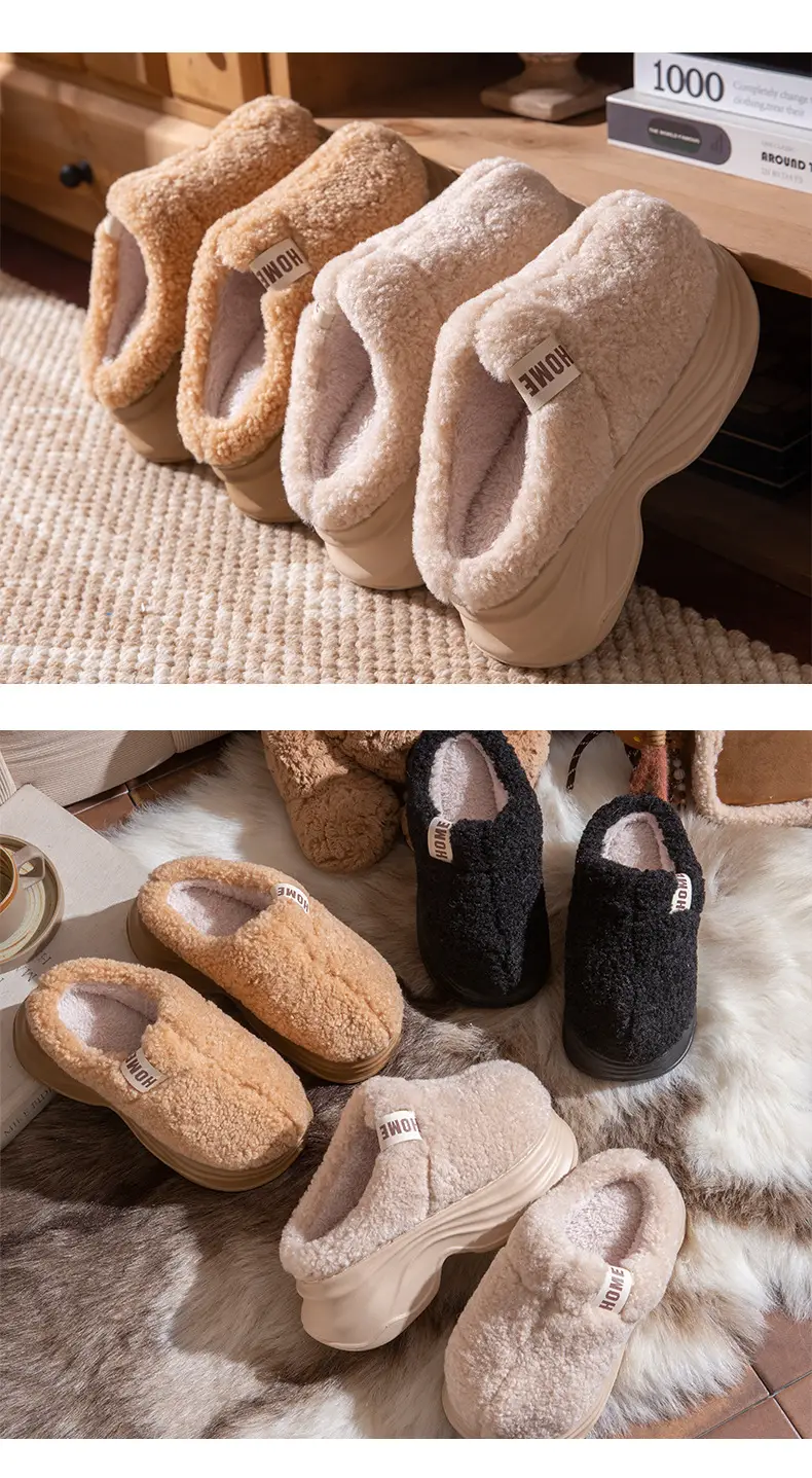 2025 New Solid Color Simple Cotton Slippers for Women, Autumn and Winter Warm and Comfortable Half Slippers, Non-Slip Thick-Soled Furry Slippers, Maternity Shoes — feature 8