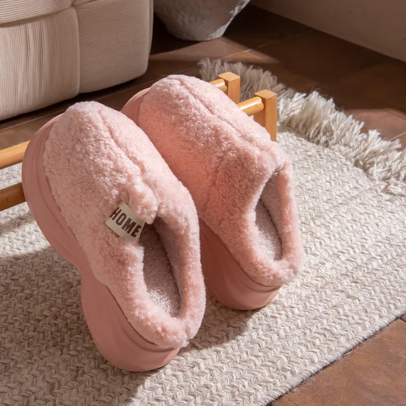 2025 New Solid Color Simple Cotton Slippers for Women, Autumn and Winter Warm and Comfortable Half Slippers, Non-Slip Thick-Soled Furry Slippers, Maternity Shoes - Image 2