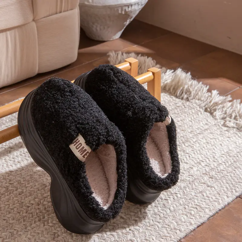 2025 New Solid Color Simple Cotton Slippers for Women, Autumn and Winter Warm and Comfortable Half Slippers, Non-Slip Thick-Soled Furry Slippers, Maternity Shoes - Image 3
