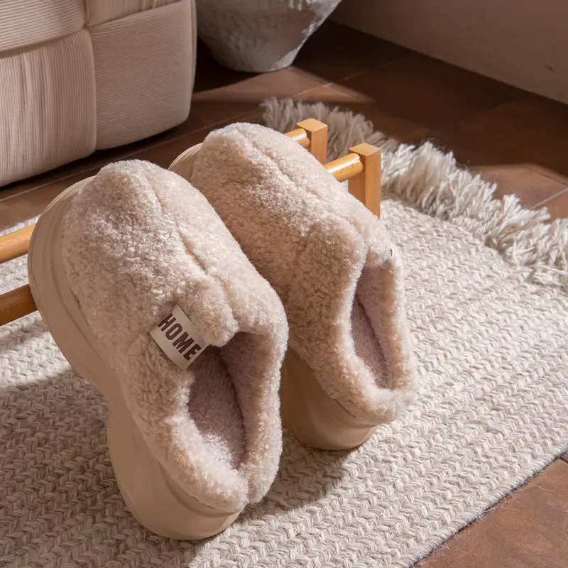 2025 New Solid Color Simple Cotton Slippers for Women, Autumn and Winter Warm and Comfortable Half Slippers, Non-Slip Thick-Soled Furry Slippers, Maternity Shoes - Image 4