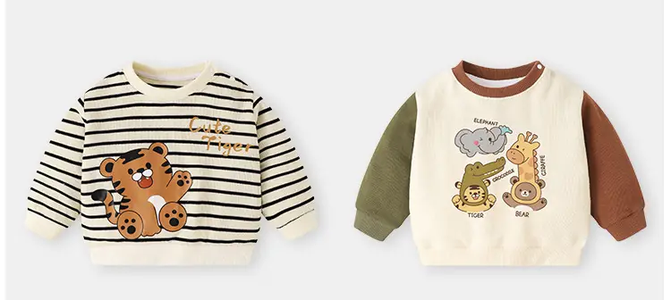 Baby Sweatshirt Striped Bear Print Spring Fall Boys — feature 7
