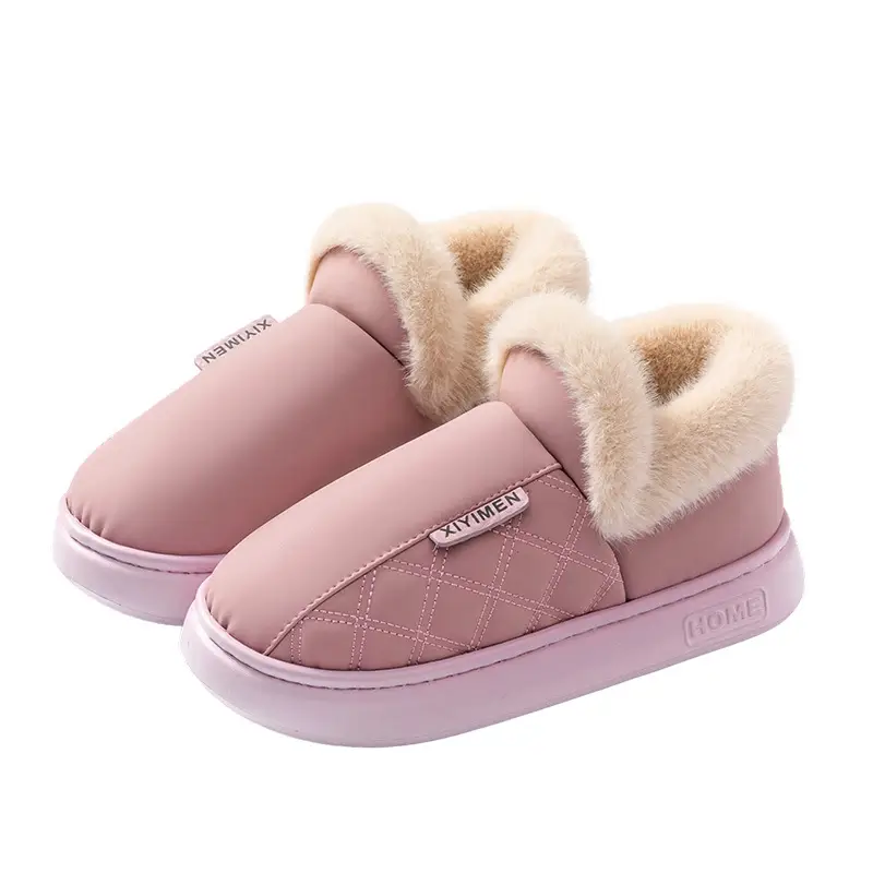Women's Grey Fleece Lined Elderly Slippers 2025