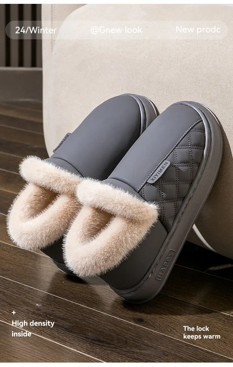 Women's Grey Fleece Lined Elderly Slippers 2025 — feature 9