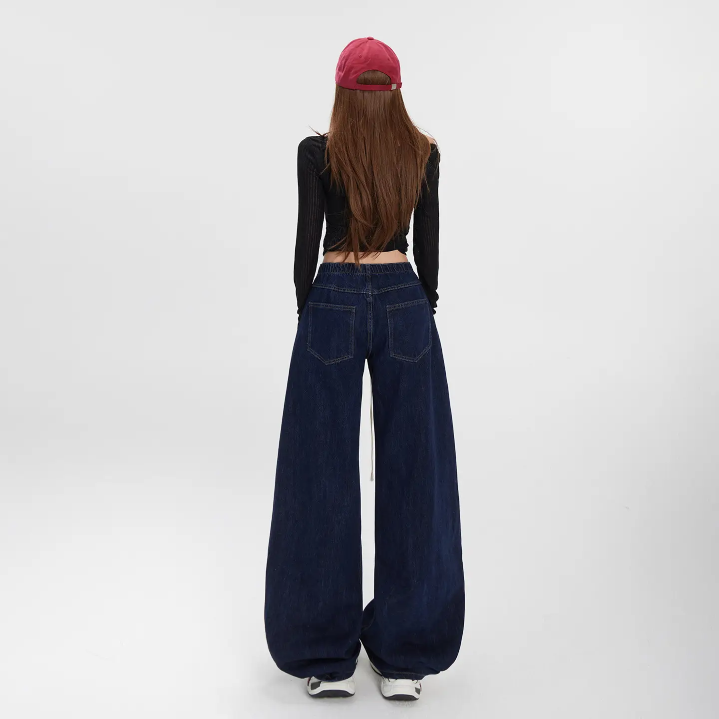 Dark Blue Wide Leg Scimitar Jeans for Women