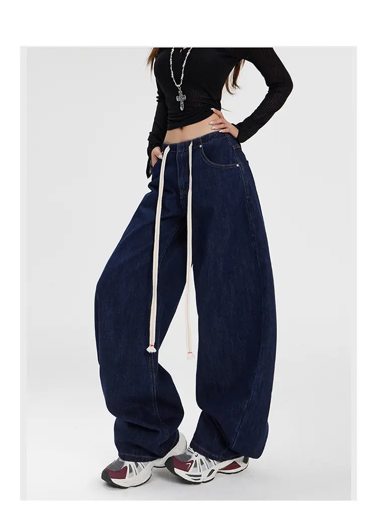 Dark Blue Wide Leg Scimitar Jeans for Women — feature 11