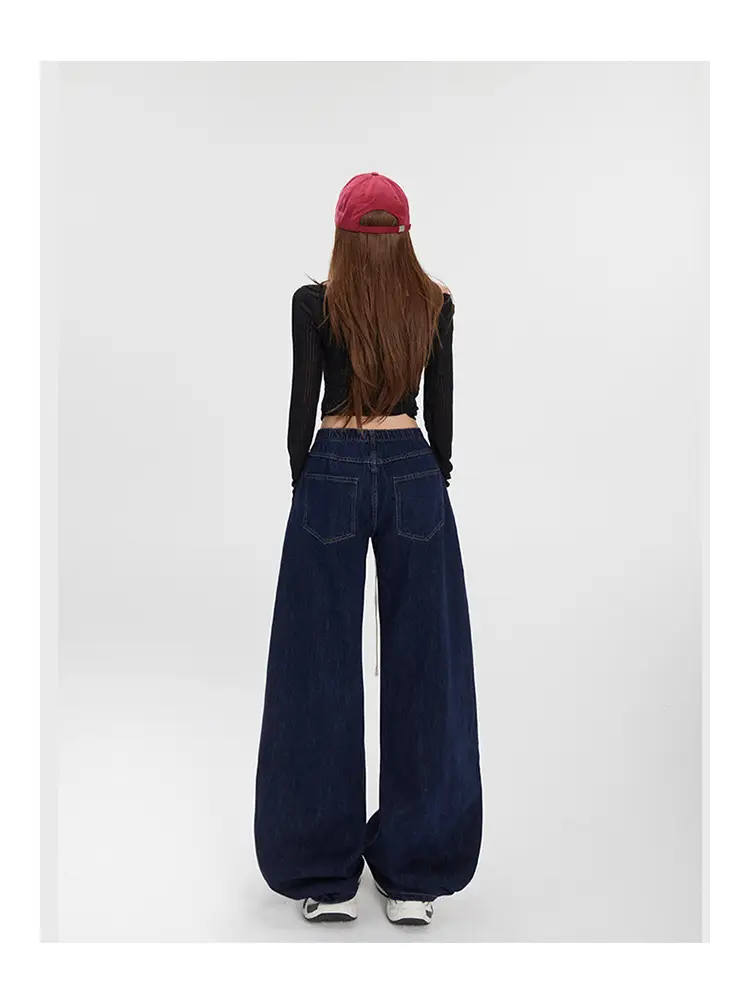 Dark Blue Wide Leg Scimitar Jeans for Women — feature 14