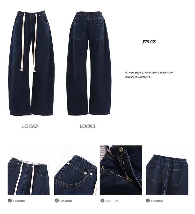 Dark Blue Wide Leg Scimitar Jeans for Women — feature 6
