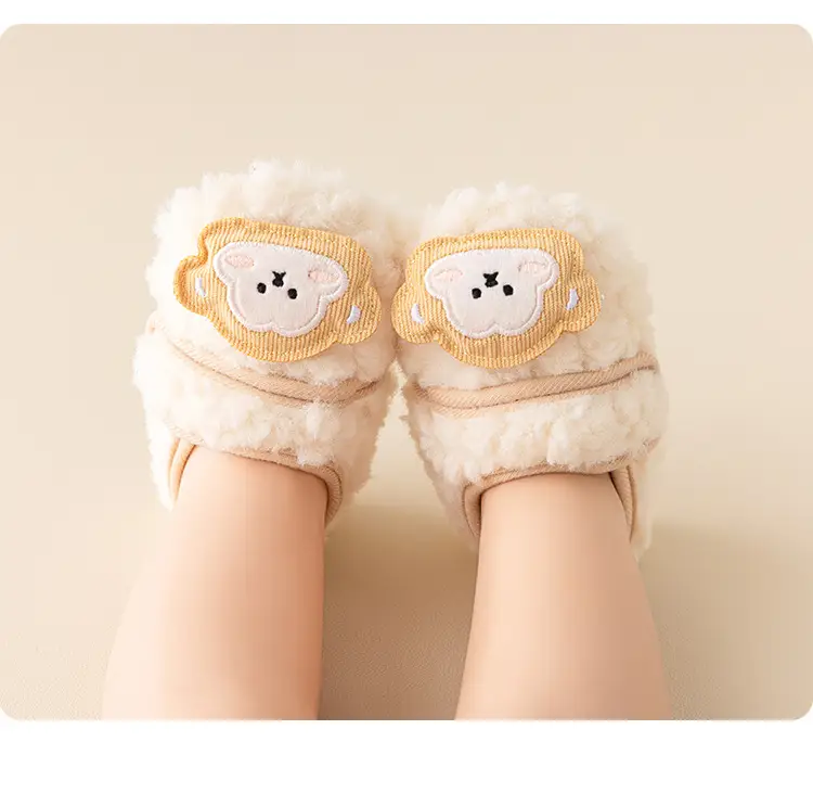 Baby Fleece Warm Floor Shoes Blue with Cute Bear Design — feature 10