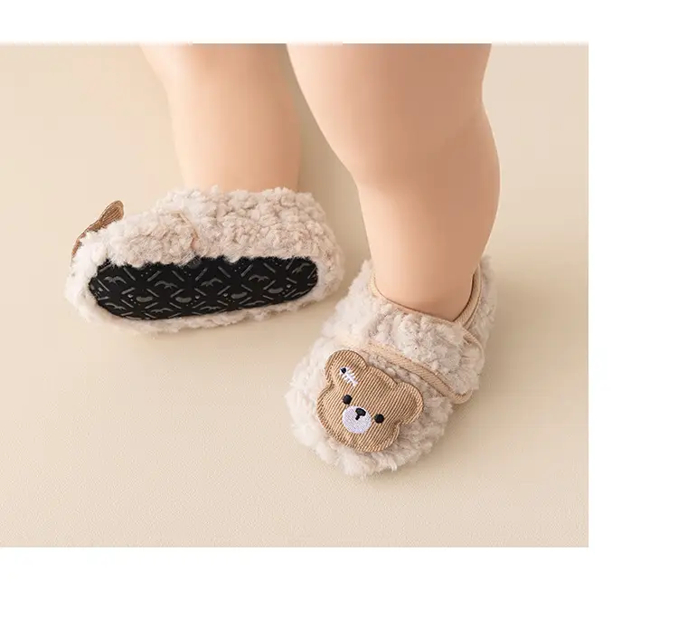 Baby Fleece Warm Floor Shoes Blue with Cute Bear Design — feature 12