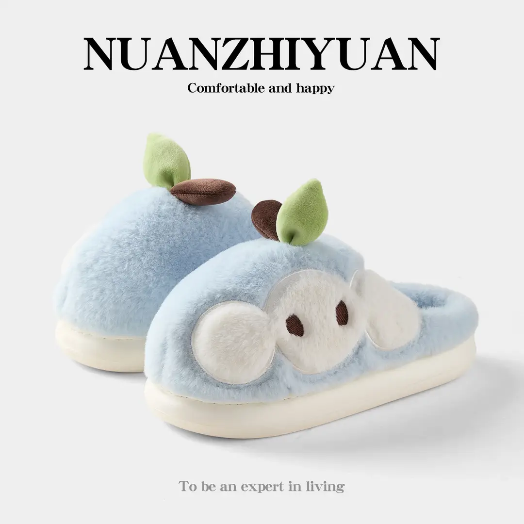 Qidan Shoe Factory Cute Cotton Slippers Women's Autumn and Winter Indoor Home Plus Velvet Warm Thick-Soled Anti-Slip Furry Slippers - Image 7