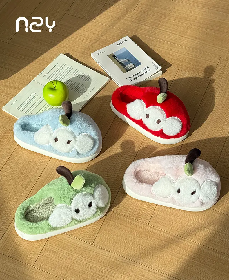 Qidan Shoe Factory Cute Cotton Slippers Women's Autumn and Winter Indoor Home Plus Velvet Warm Thick-Soled Anti-Slip Furry Slippers — feature 1