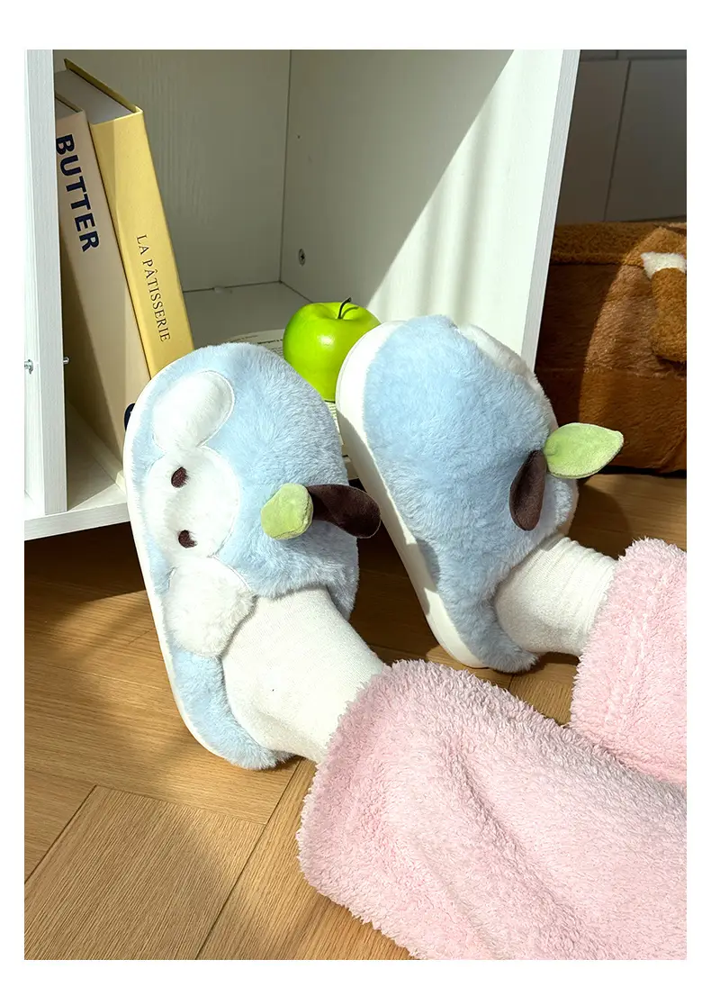 Qidan Shoe Factory Cute Cotton Slippers Women's Autumn and Winter Indoor Home Plus Velvet Warm Thick-Soled Anti-Slip Furry Slippers — feature 3
