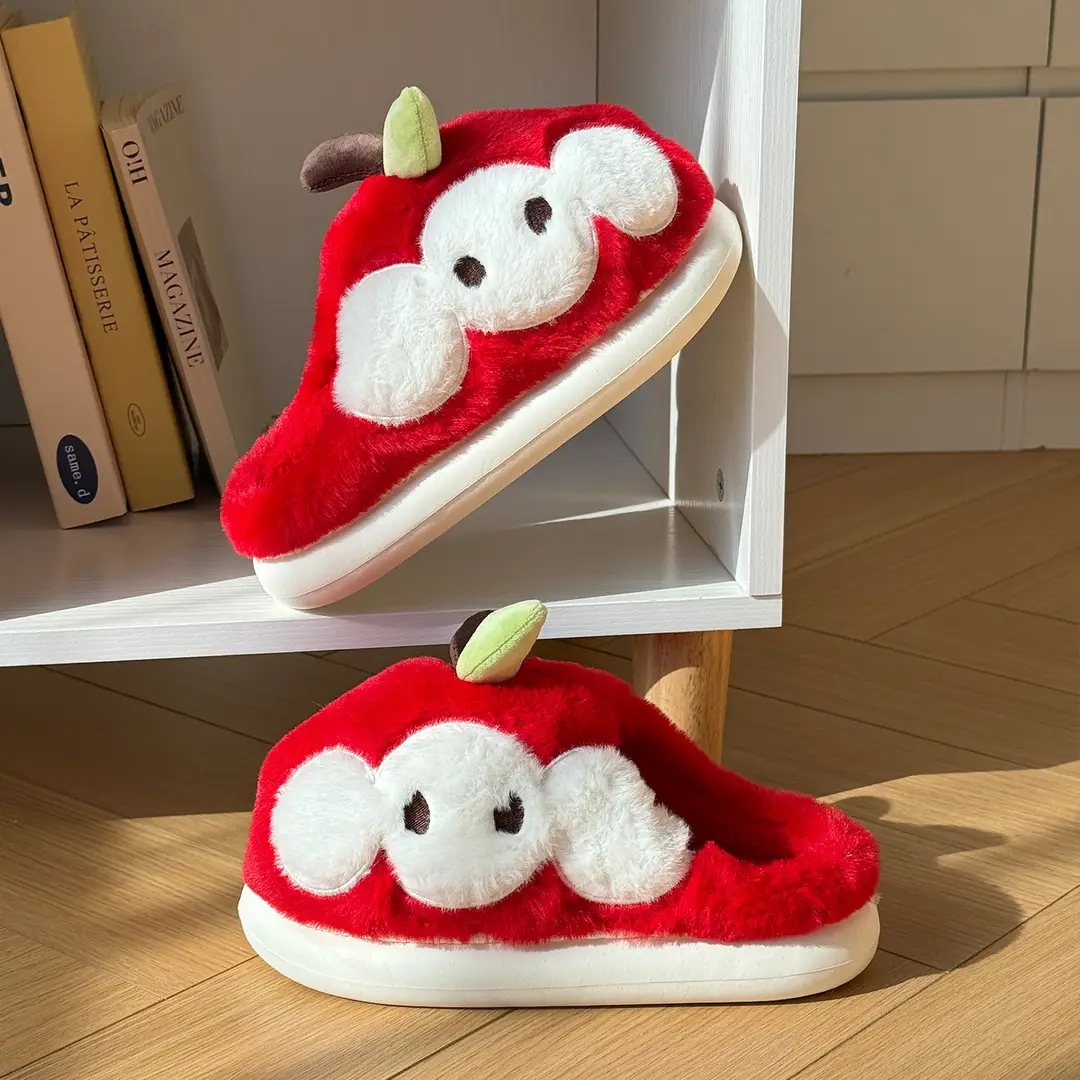 Qidan Shoe Factory Cute Cotton Slippers Women's Autumn and Winter Indoor Home Plus Velvet Warm Thick-Soled Anti-Slip Furry Slippers