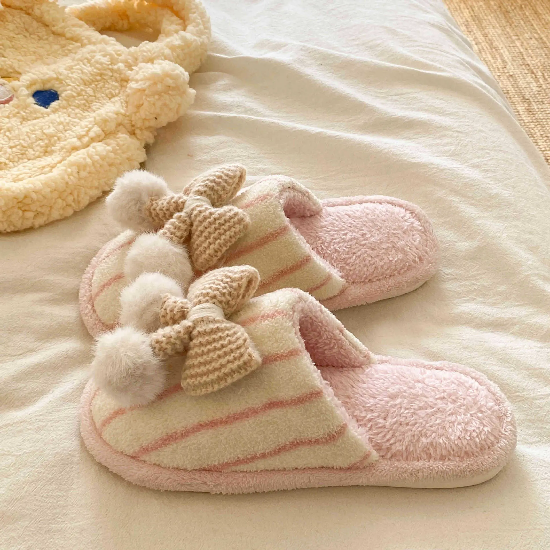 Winter Furry Slippers for Women Lightweight Cotton Slip-On - Image 3