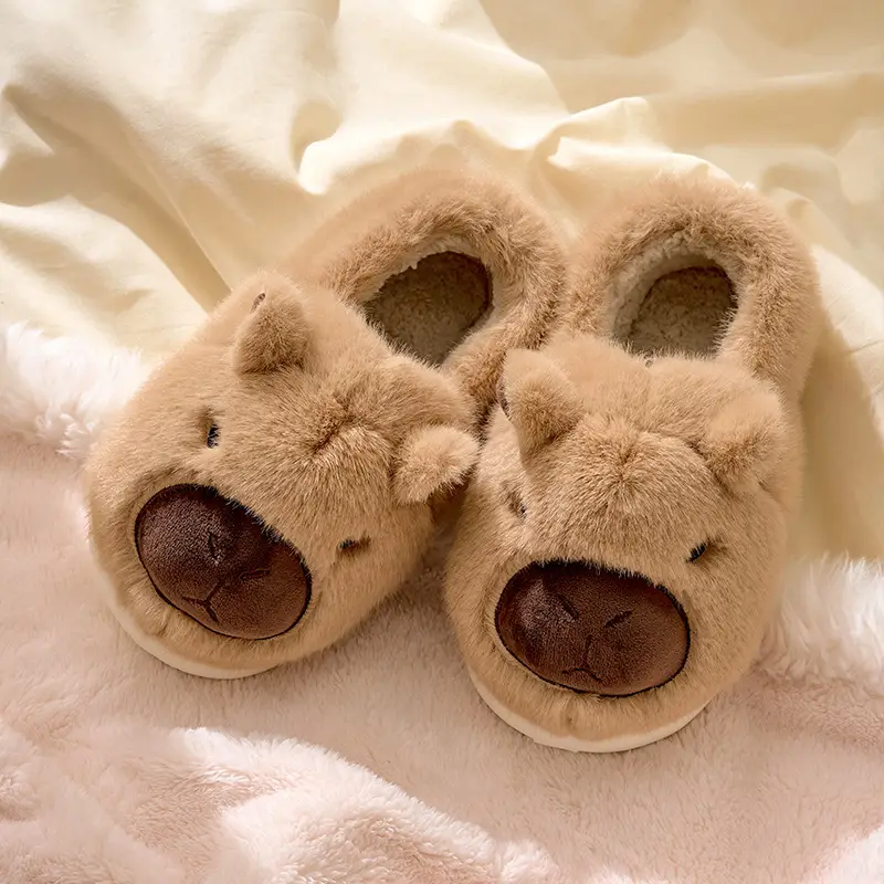 Cute Bear Face Cotton Slippers Winter Warm - Image 5