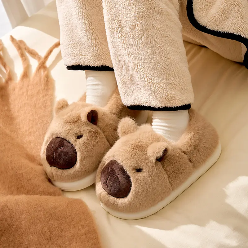 Cute Bear Face Cotton Slippers Winter Warm - Image 7