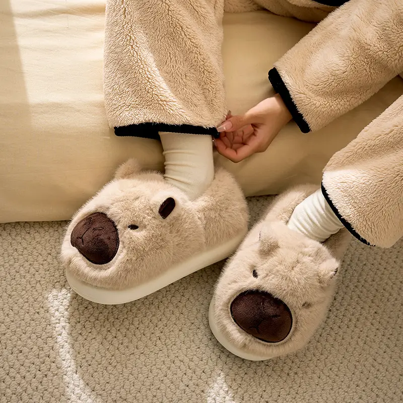 Cute Bear Face Cotton Slippers Winter Warm - Image 8