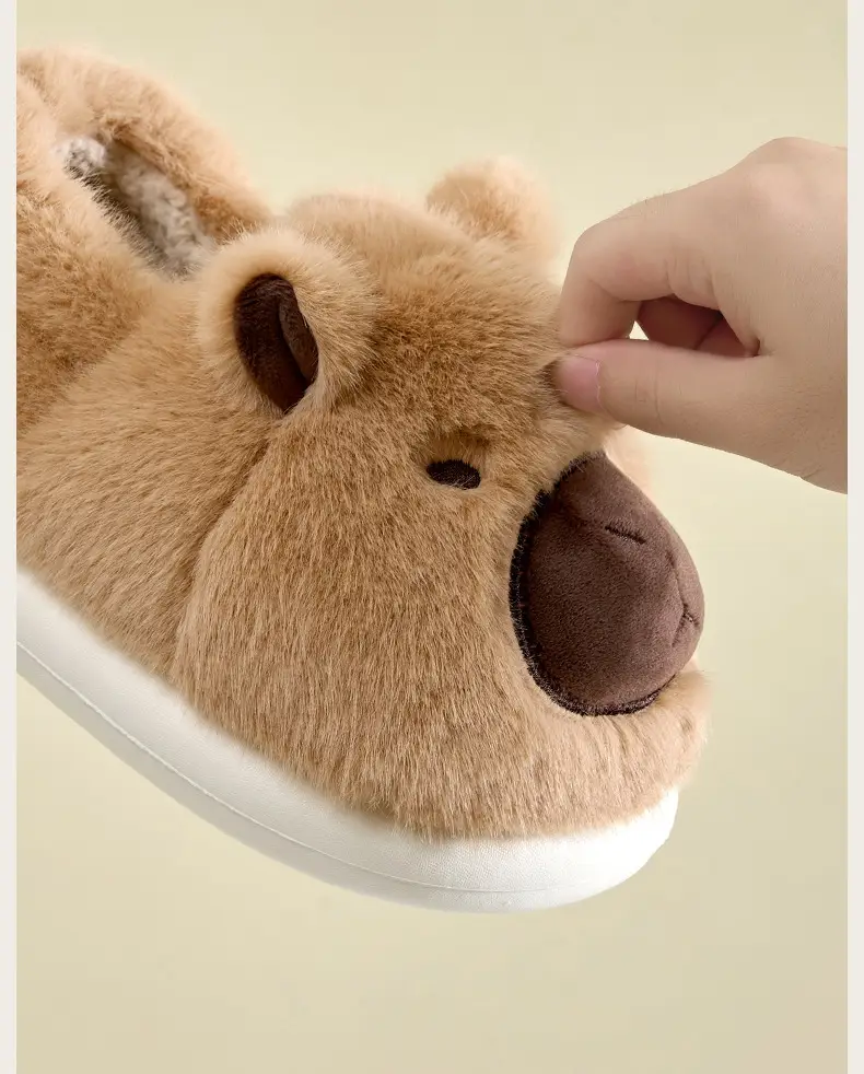 Cute Bear Face Cotton Slippers Winter Warm — feature 10