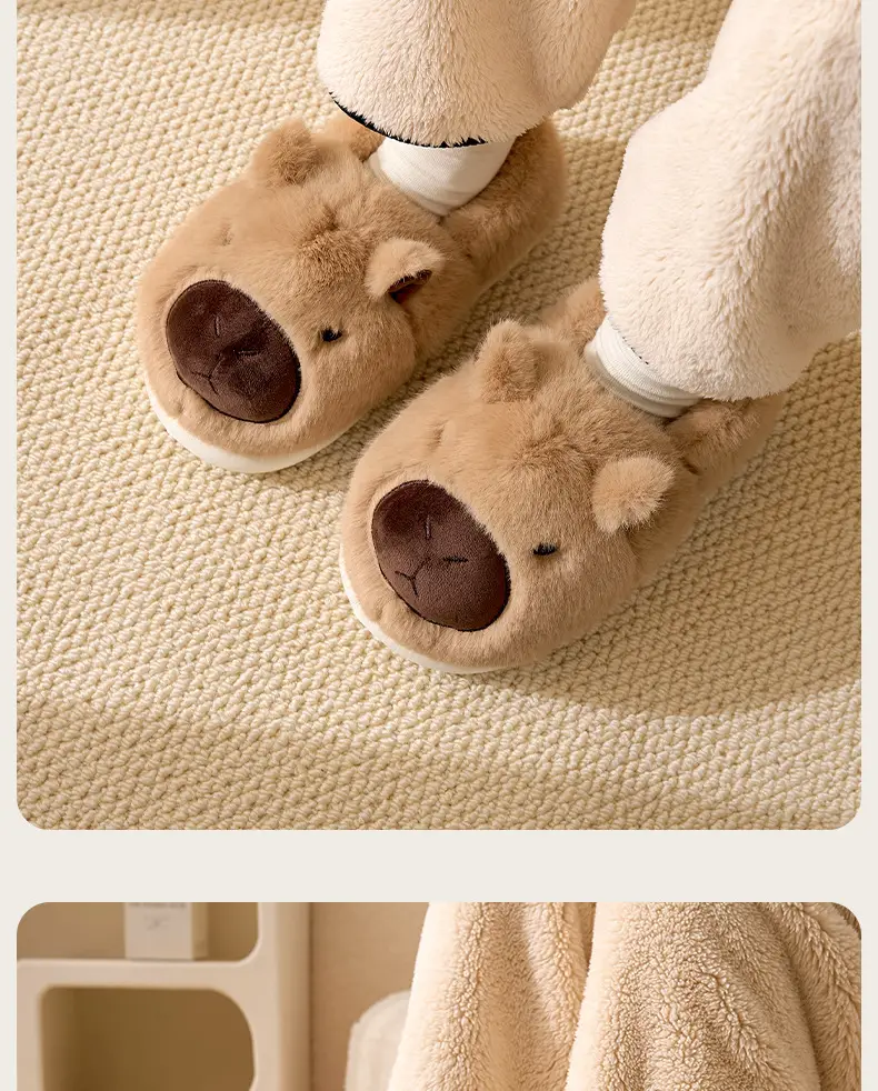 Cute Bear Face Cotton Slippers Winter Warm — feature 18