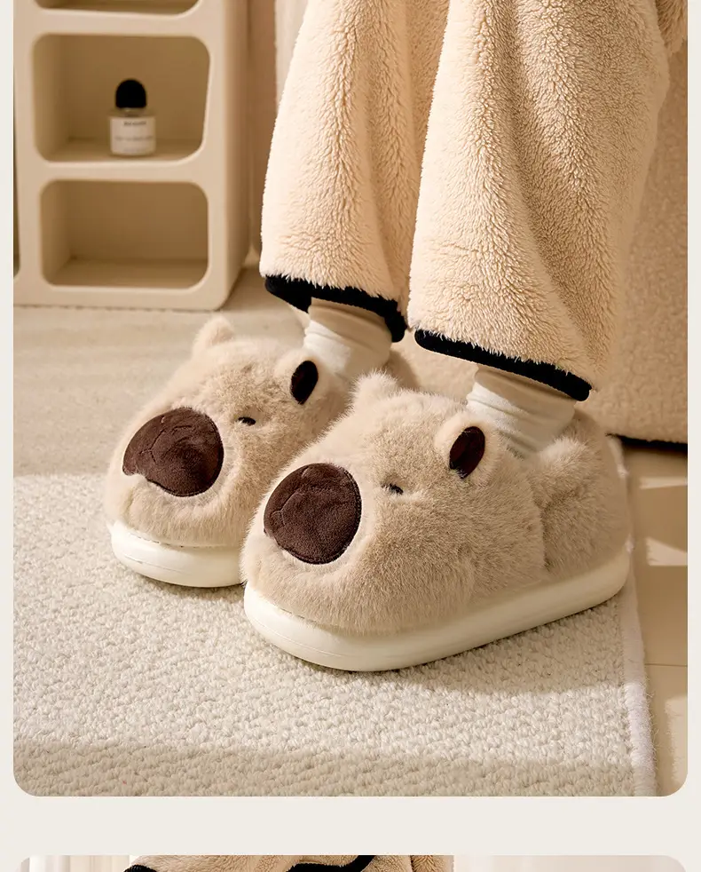Cute Bear Face Cotton Slippers Winter Warm — feature 19