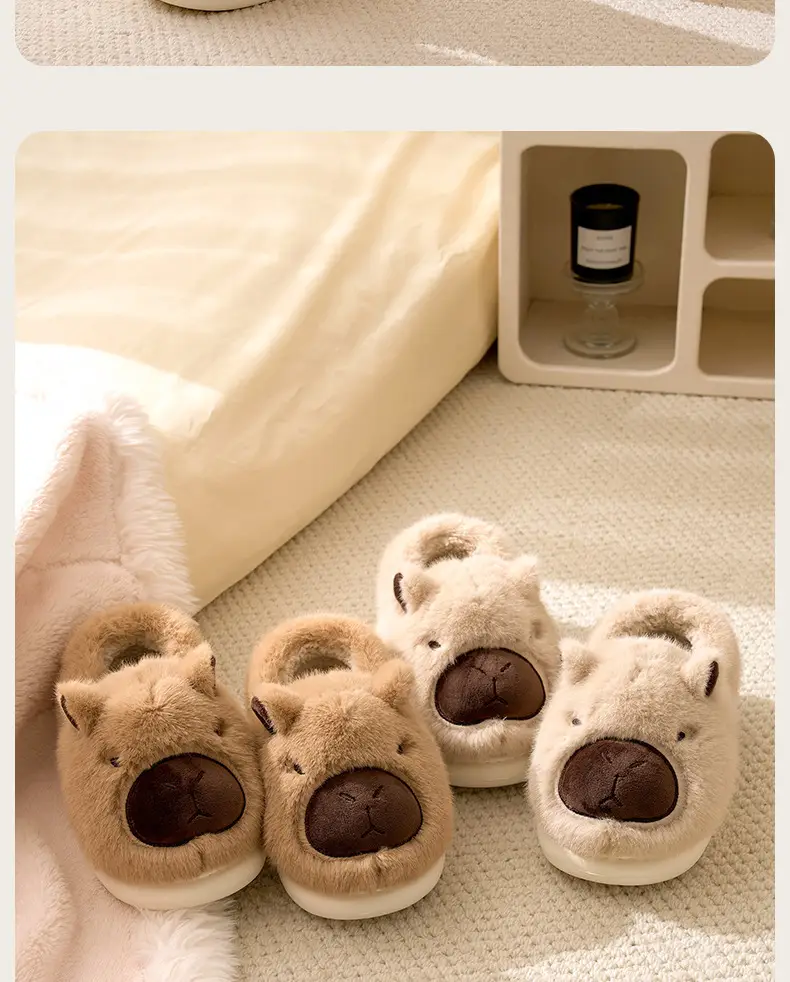 Cute Bear Face Cotton Slippers Winter Warm — feature 21
