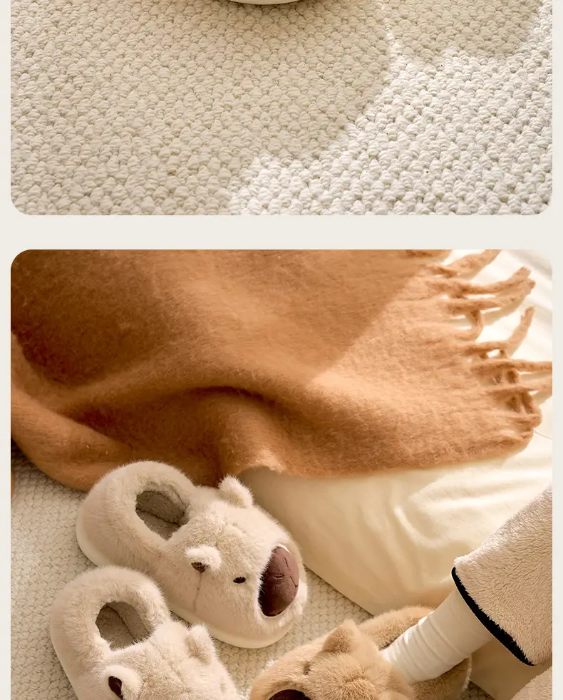 Cute Bear Face Cotton Slippers Winter Warm — feature 8