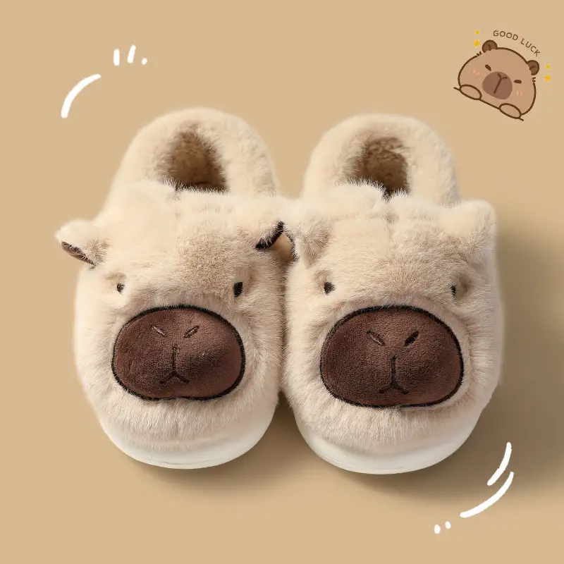 Cute Bear Face Cotton Slippers Winter Warm - Image 3