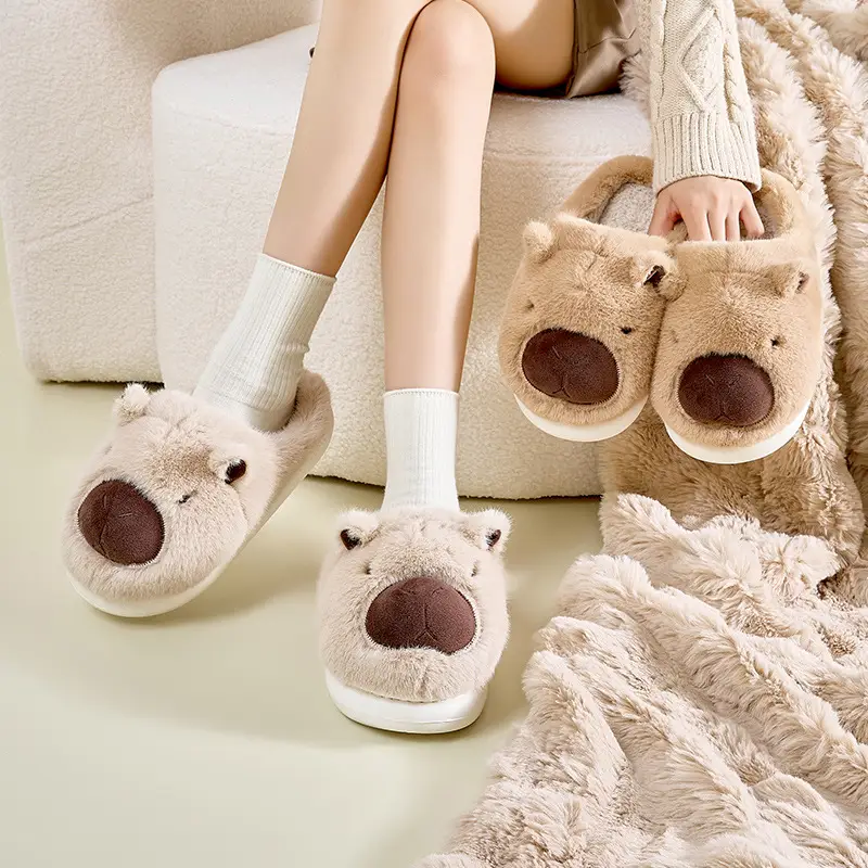 Women Cotton Bear Slippers Warm Indoor Winter