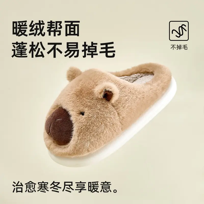 Women Cotton Bear Slippers Warm Indoor Winter