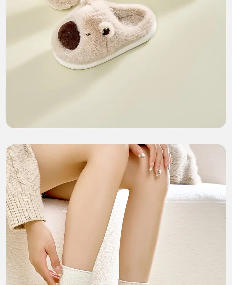 Women Cotton Bear Slippers Warm Indoor Winter — feature 14