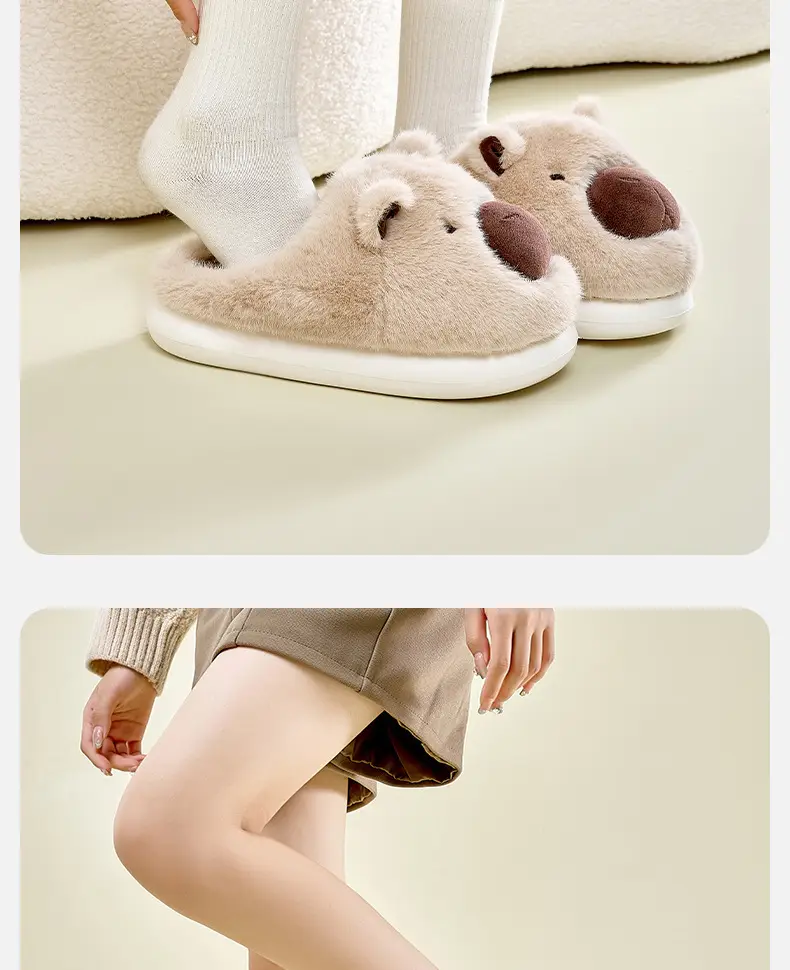 Women Cotton Bear Slippers Warm Indoor Winter — feature 15