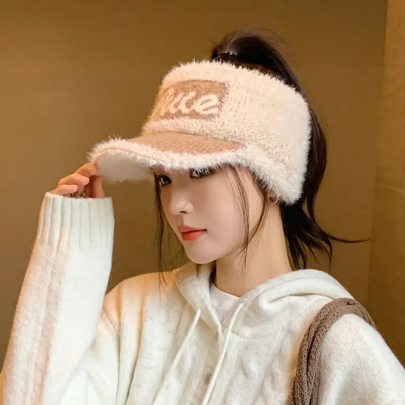 Women Knitted Letter Baseball Cap Warm Ear Protection - Image 9