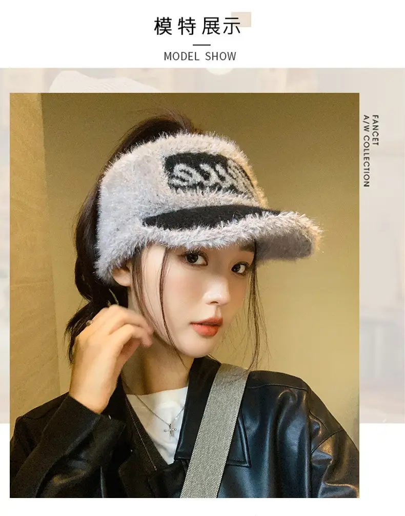 Women Knitted Letter Baseball Cap Warm Ear Protection — feature 2