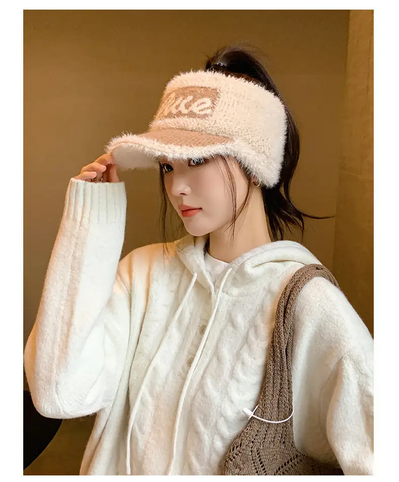 Women Knitted Letter Baseball Cap Warm Ear Protection — feature 3