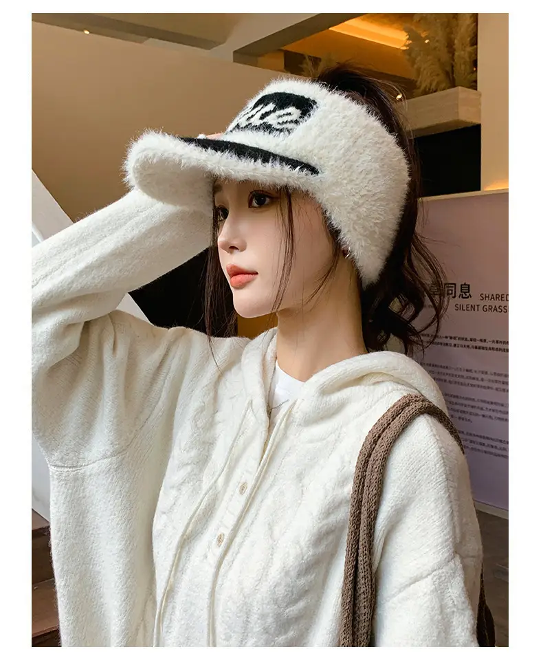 Women Knitted Letter Baseball Cap Warm Ear Protection — feature 4