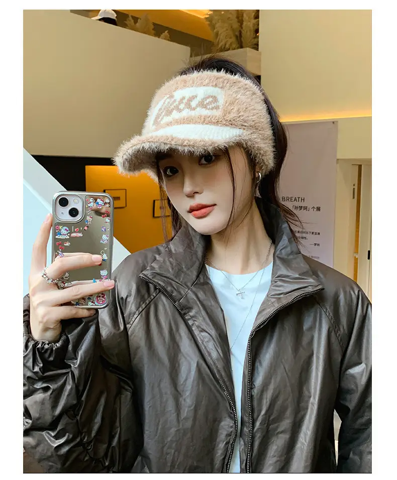 Women Knitted Letter Baseball Cap Warm Ear Protection — feature 5