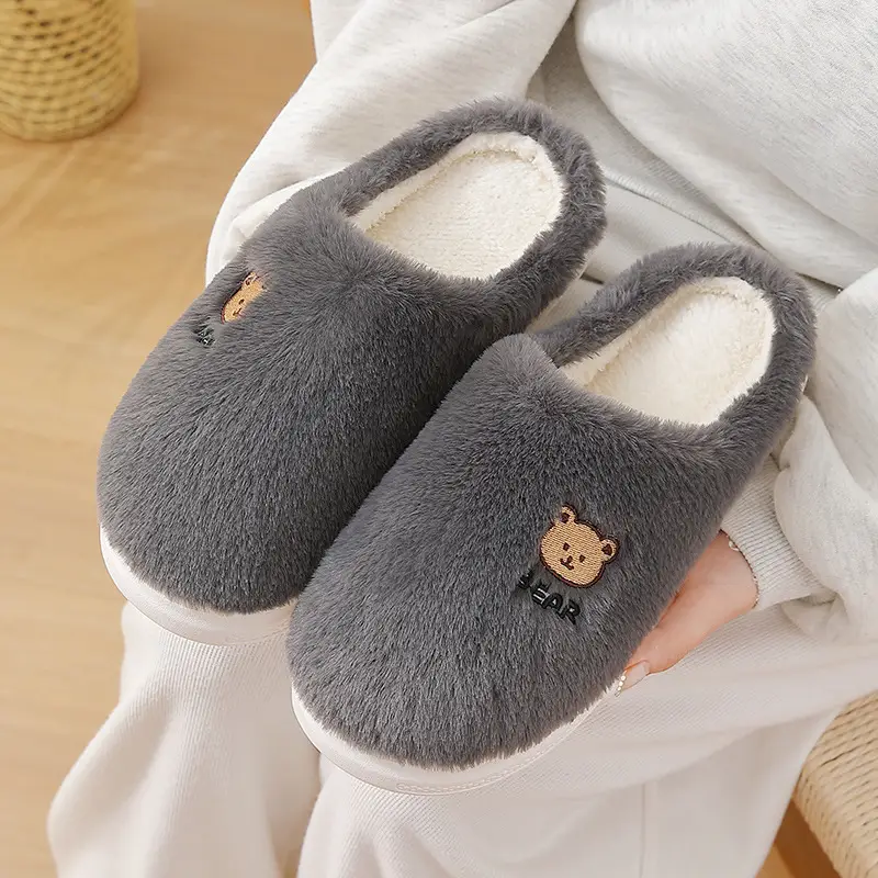 Women's Winter Indoor Home Non-Slip Slippers, Thick-Soled Warm Plush Slippers for Postpartum, Wholesale for Men - Image 11