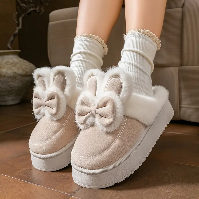 New Rabbit Cotton Slippers Women's Non-Slip Thick-Soled Plush Slippers Autumn and Winter Thick-Soled Non-Slip Home Warm Wool Slippers - Image 16