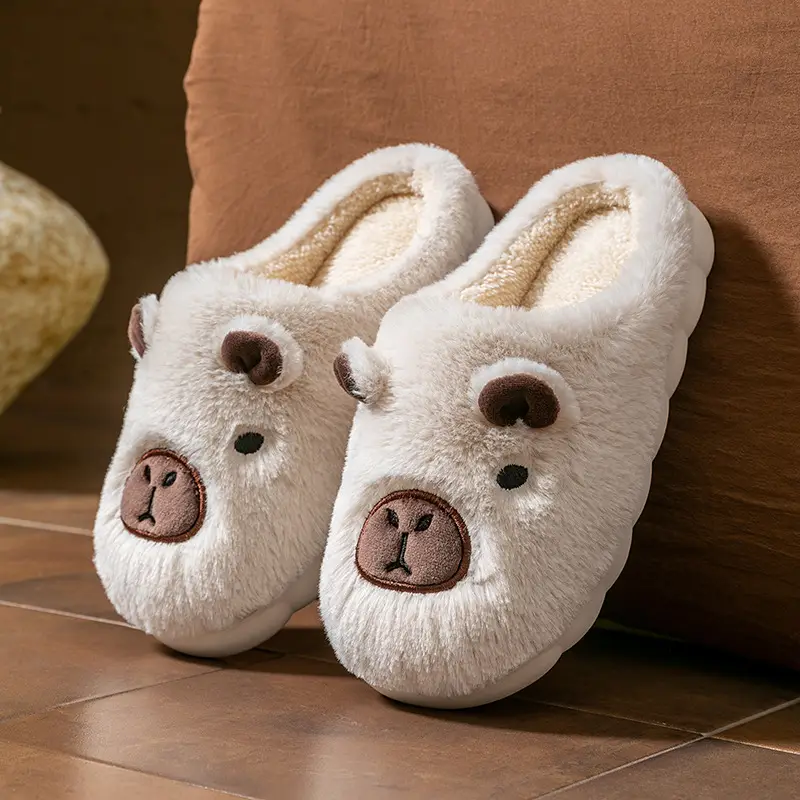 New Rabbit Cotton Slippers Women's Non-Slip Thick-Soled Plush Slippers Autumn and Winter Thick-Soled Non-Slip Home Warm Wool Slippers - Image 6