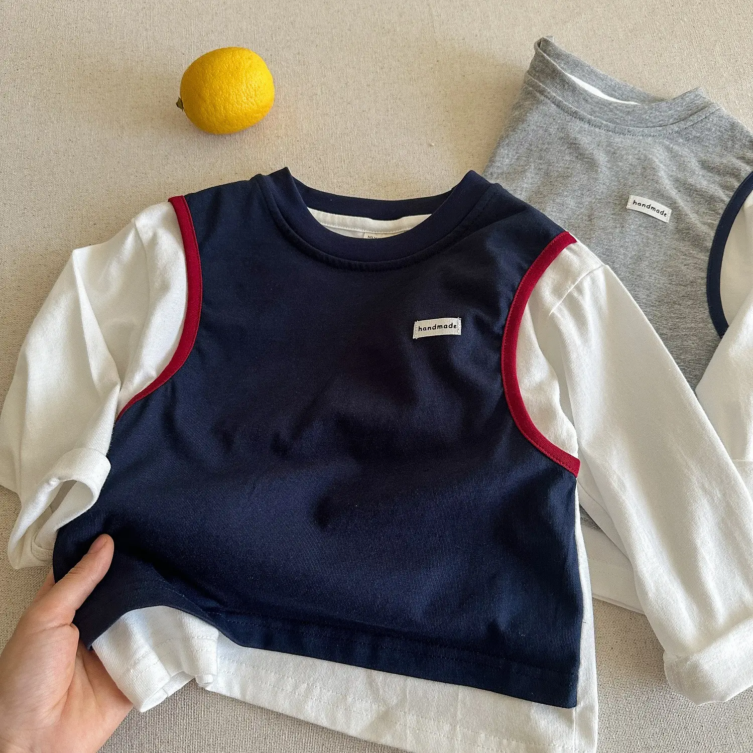 Kids Korean Style Navy Blue Sleeveless T-Shirt 2025 - Image 4