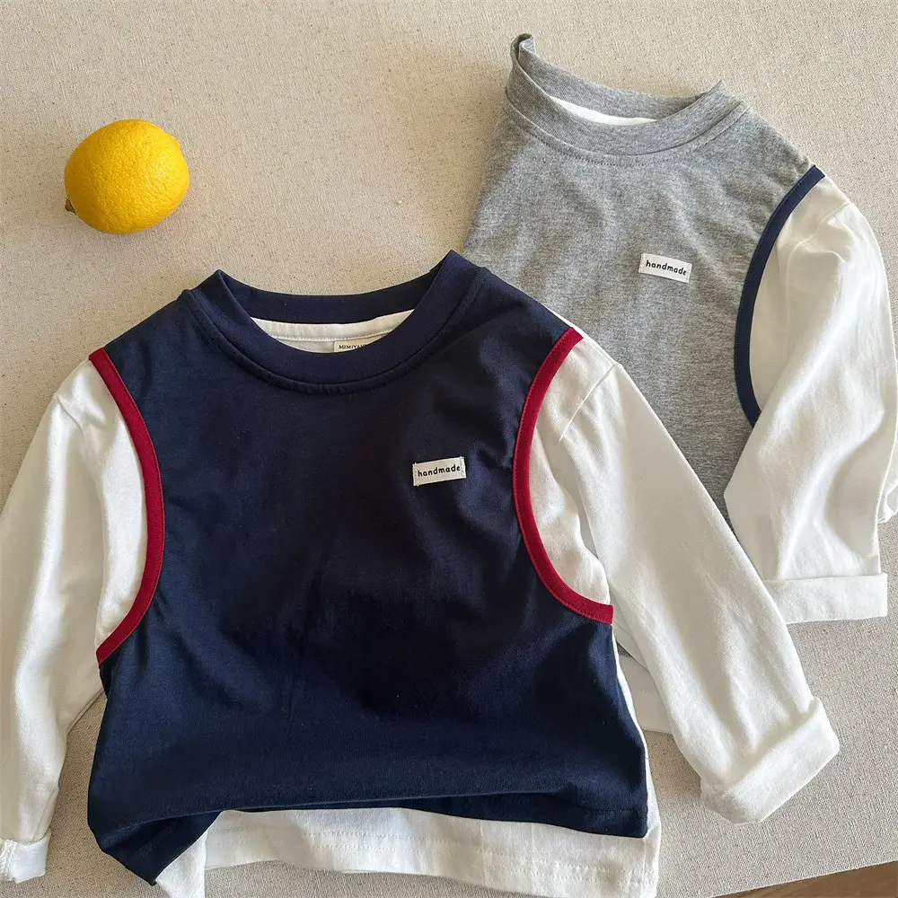 Kids Korean Style Navy Blue Sleeveless T-Shirt 2025 - Image 5