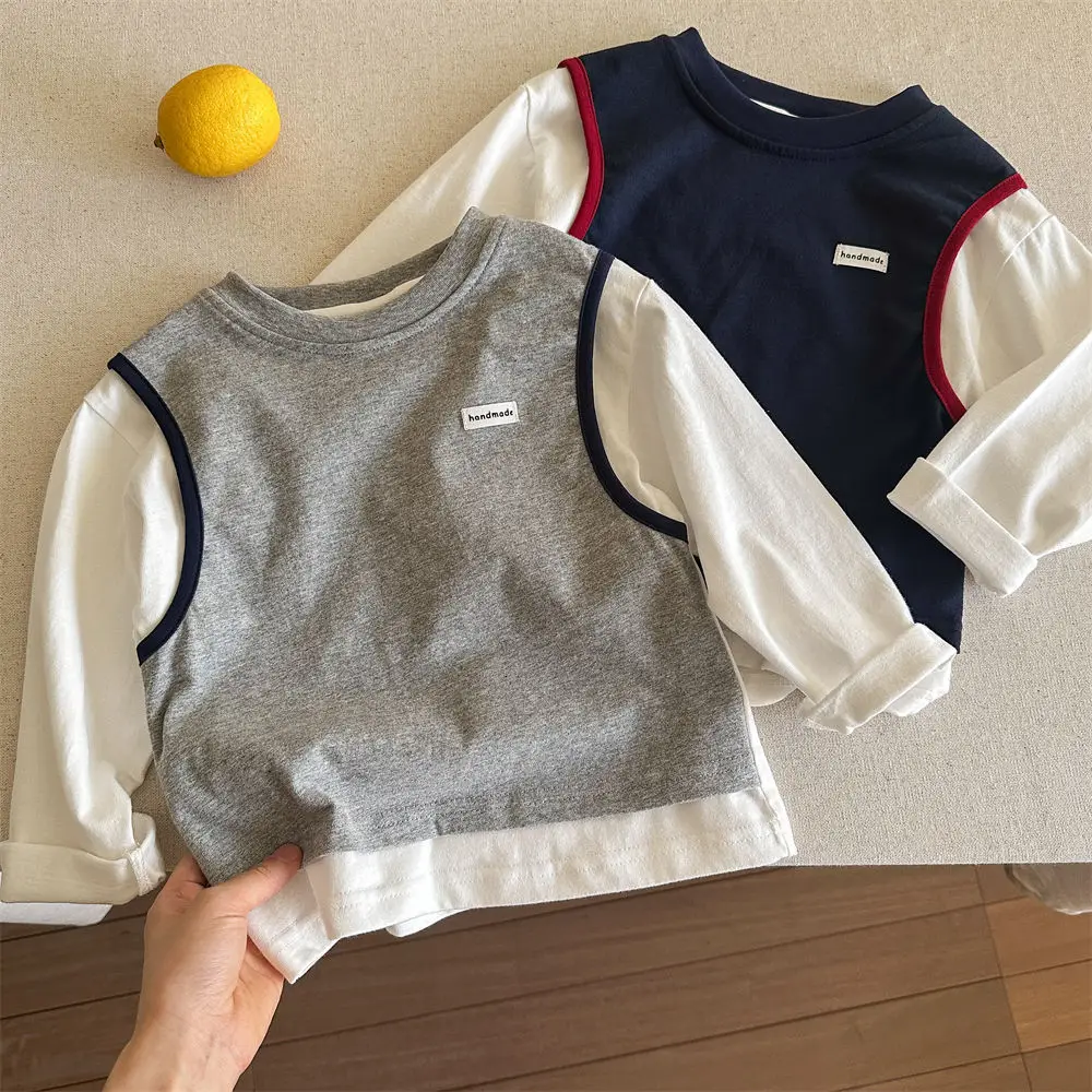 Kids Korean Style Navy Blue Sleeveless T-Shirt 2025 — feature 12