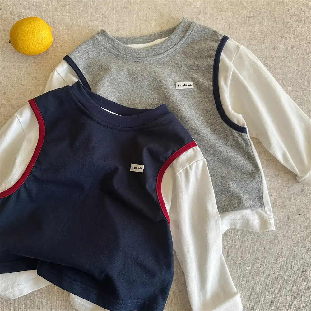 Kids Korean Style Navy Blue Sleeveless T-Shirt 2025 — feature 13