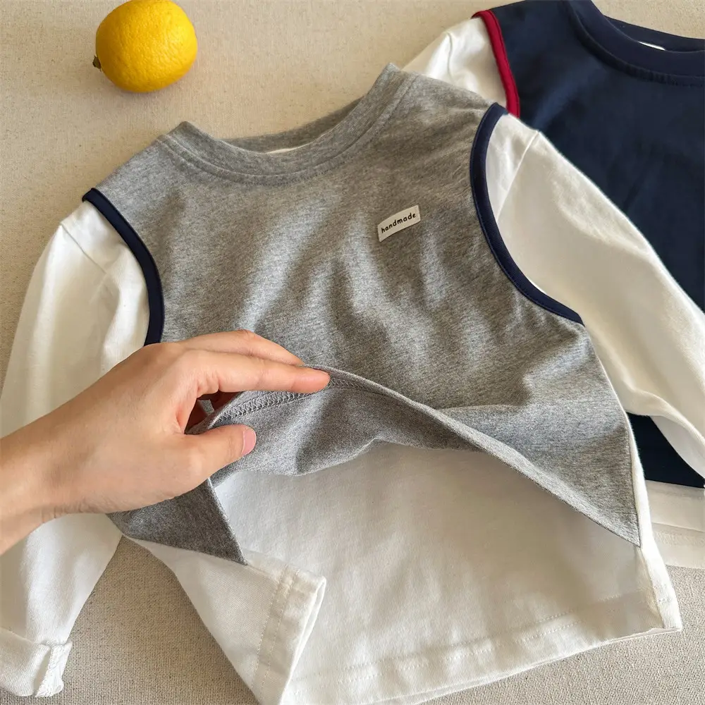 Kids Korean Style Navy Blue Sleeveless T-Shirt 2025 — feature 14